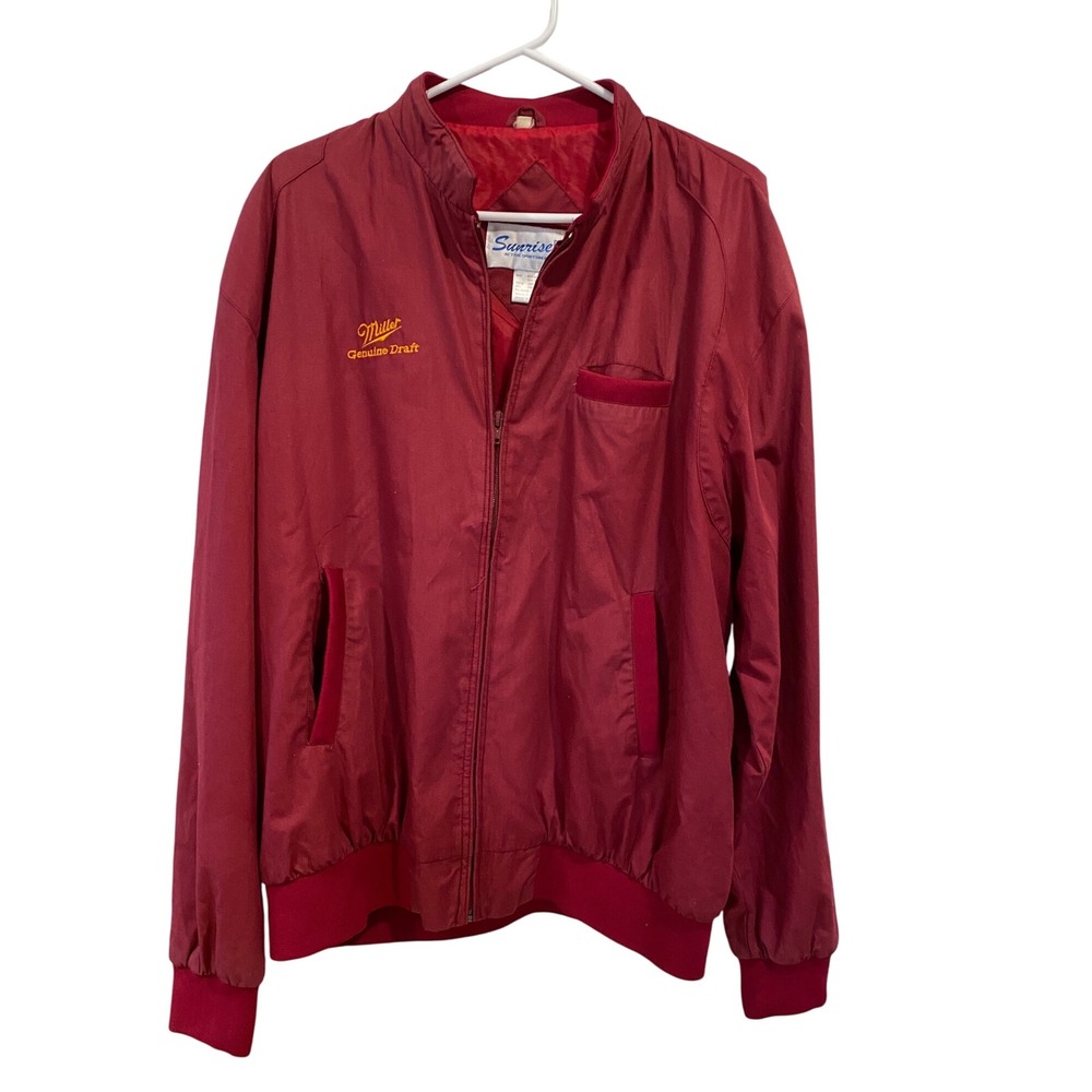 Vintage Miller Genuine Draft Jacket Sunrise Active Sportswear Maroon Mens XLβ